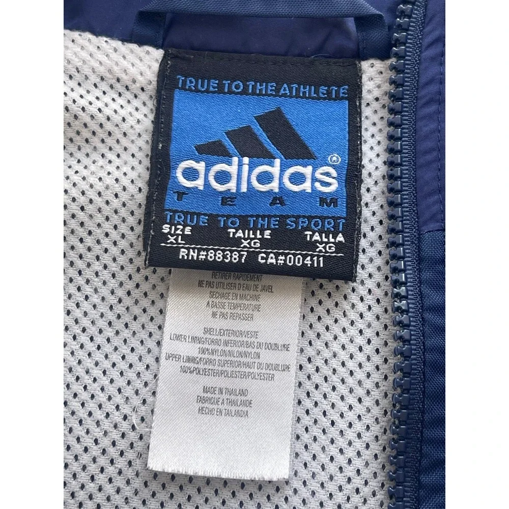 Adidas‎ Mens Track Jacket Full Zip Wind Breaker Navy Blue Nylon Size XL